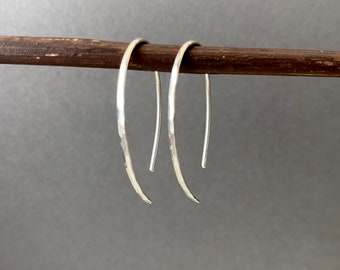 Small Silver Hoop Earrings, Hammered Sterling Silver Minimalist Earrings