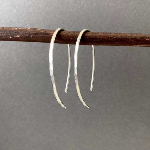 Small Silver Hoop Earrings, Hammered Sterling Silver Minimalist Earrings