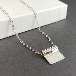 Minimalist sterling silver square pendant necklace, simple geometric jewelry