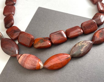 Two strands red brecciated jasper beads, destash lot