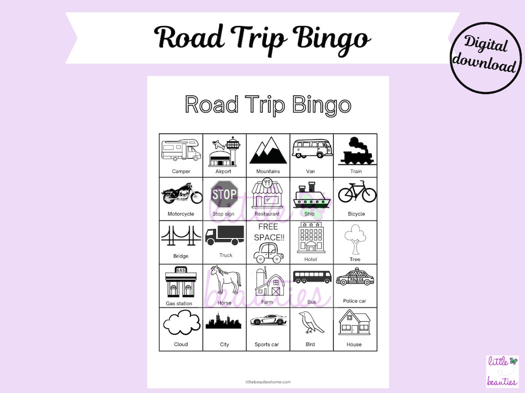 Road Trip Bingo, Printable Bingo, Road Trip Game, Car Game, Kids Car Game, Scavenger Hunt, Kids ...