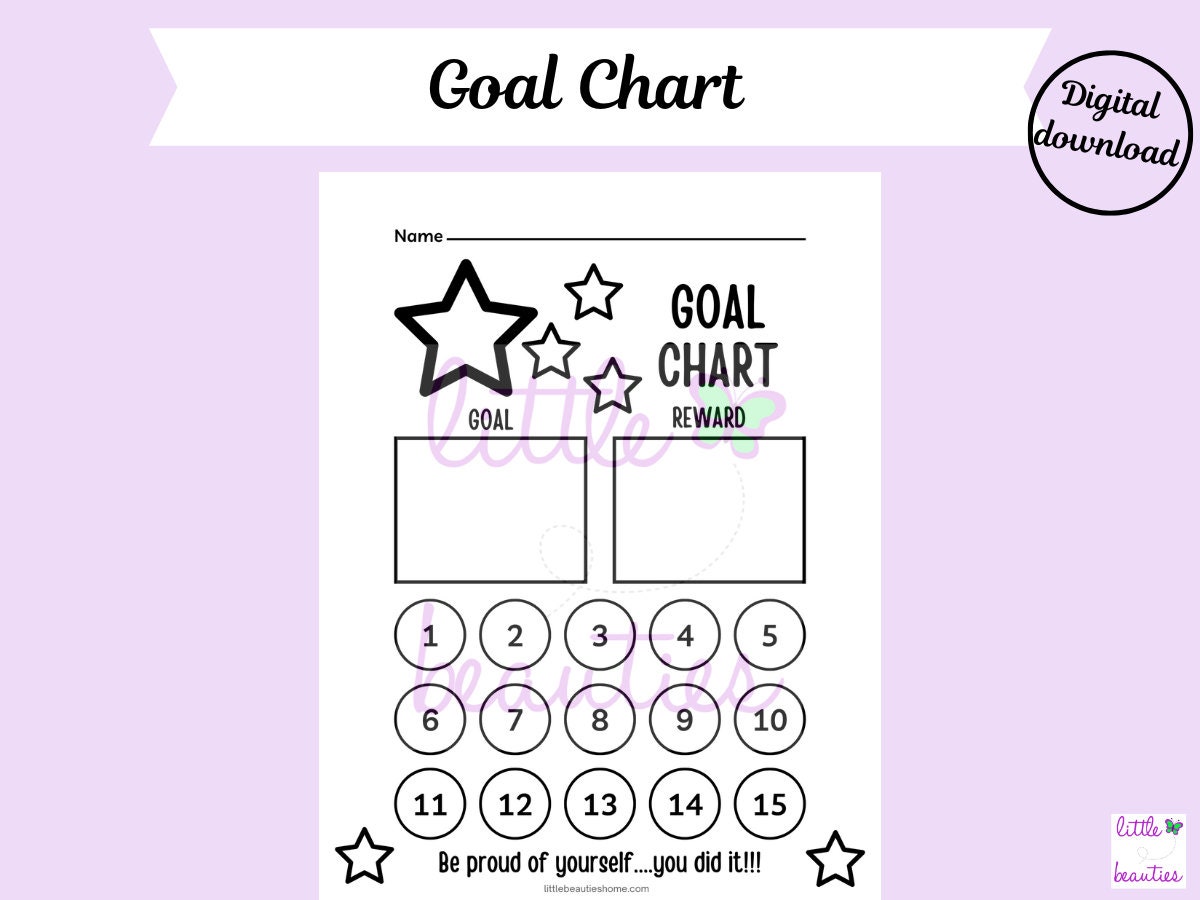 Goal Chart for Kids, Reward Chart for Kids, Printable Goal & Reward ...