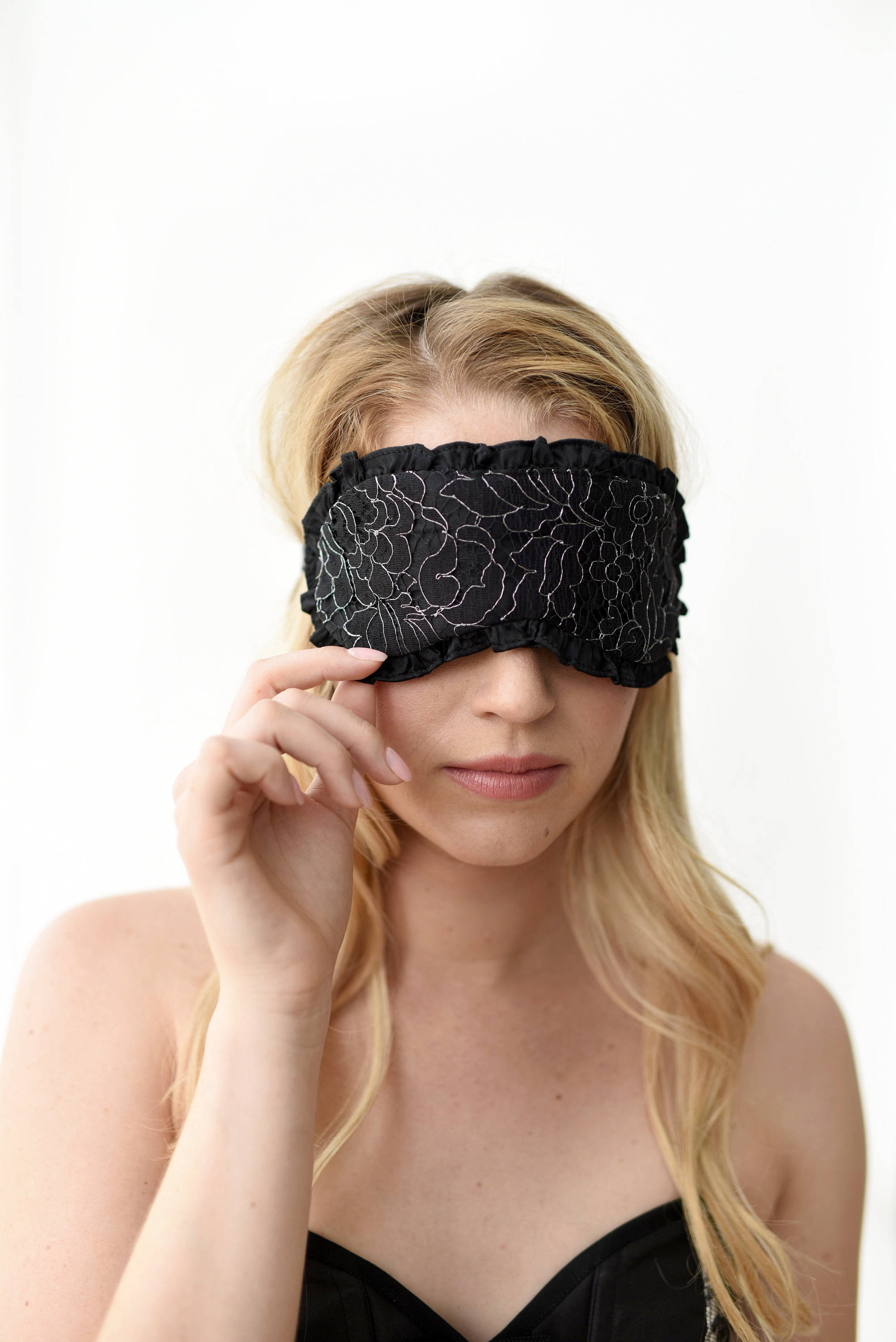 Ruffled silk sleep mask with lace overlay sexy soft eye mask Etsy