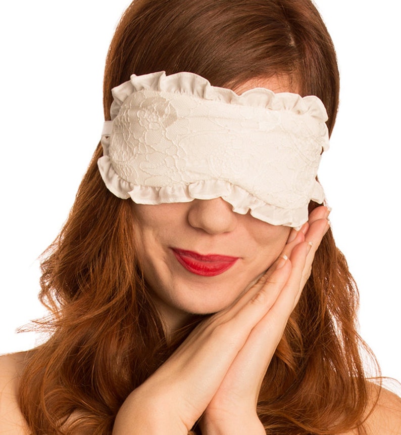 Ruffled silk sleep mask with lace overlay sexy soft eye mask Etsy
