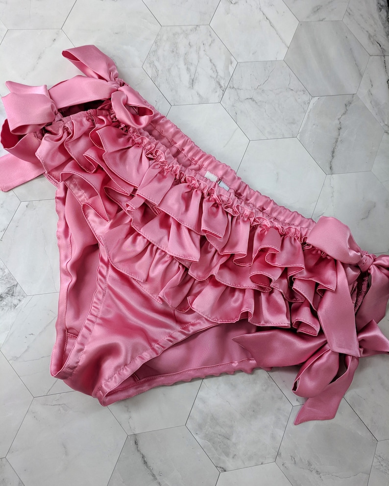 Pink silk ruffled panties the original ruffled knickers Etsy