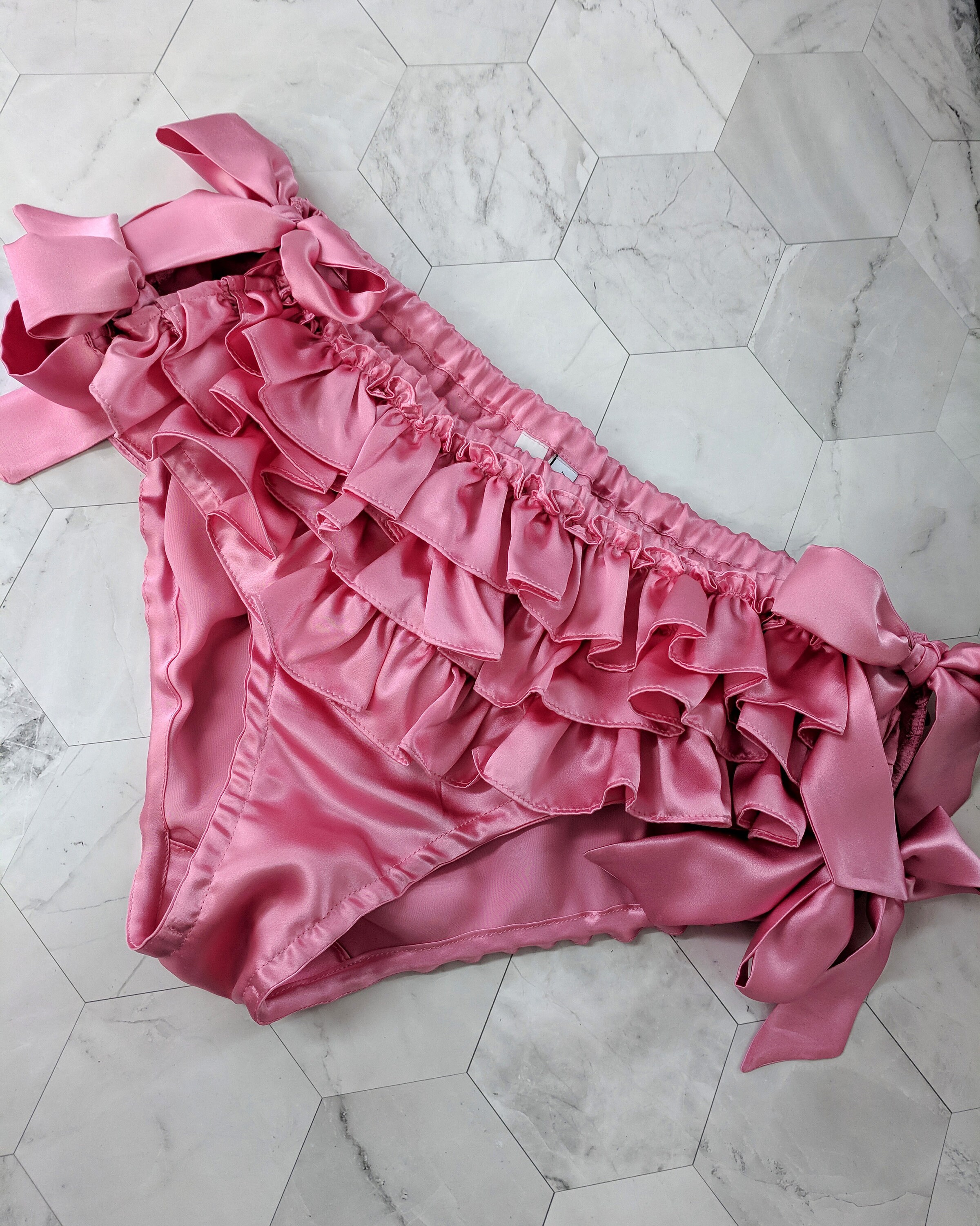 Pink silk ruffled panties the original ruffled knickers Etsy
