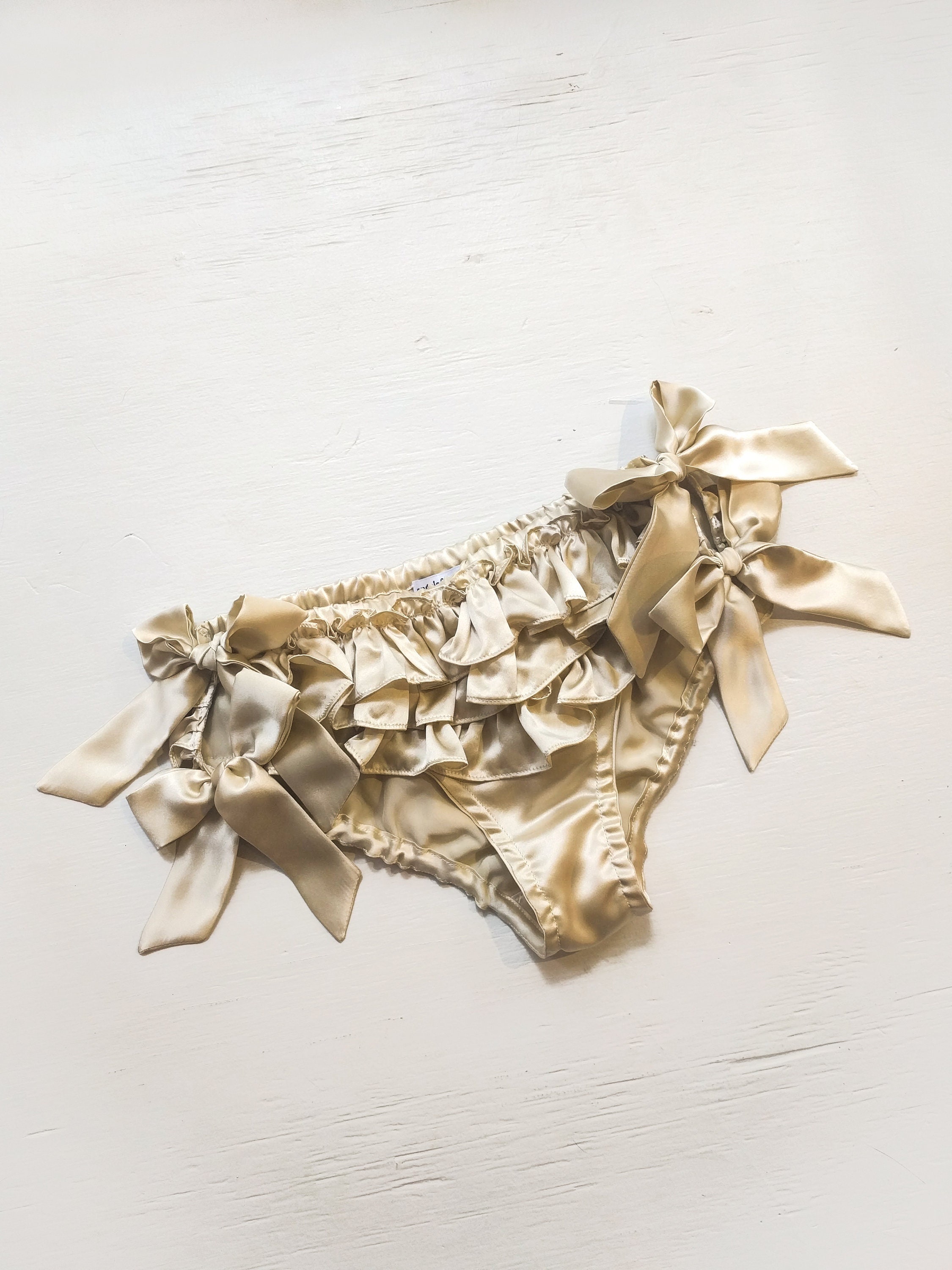 Cream silk ruffled knickers 100 silk panties gold off Etsy