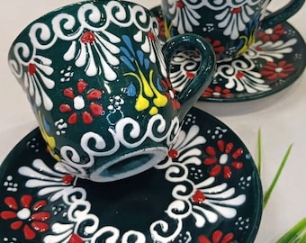 Ensemble de tasses à café turques, tasse à expresso, tasse à café en céramique, tasse peinte à la main, cadeau pour amateur de café
