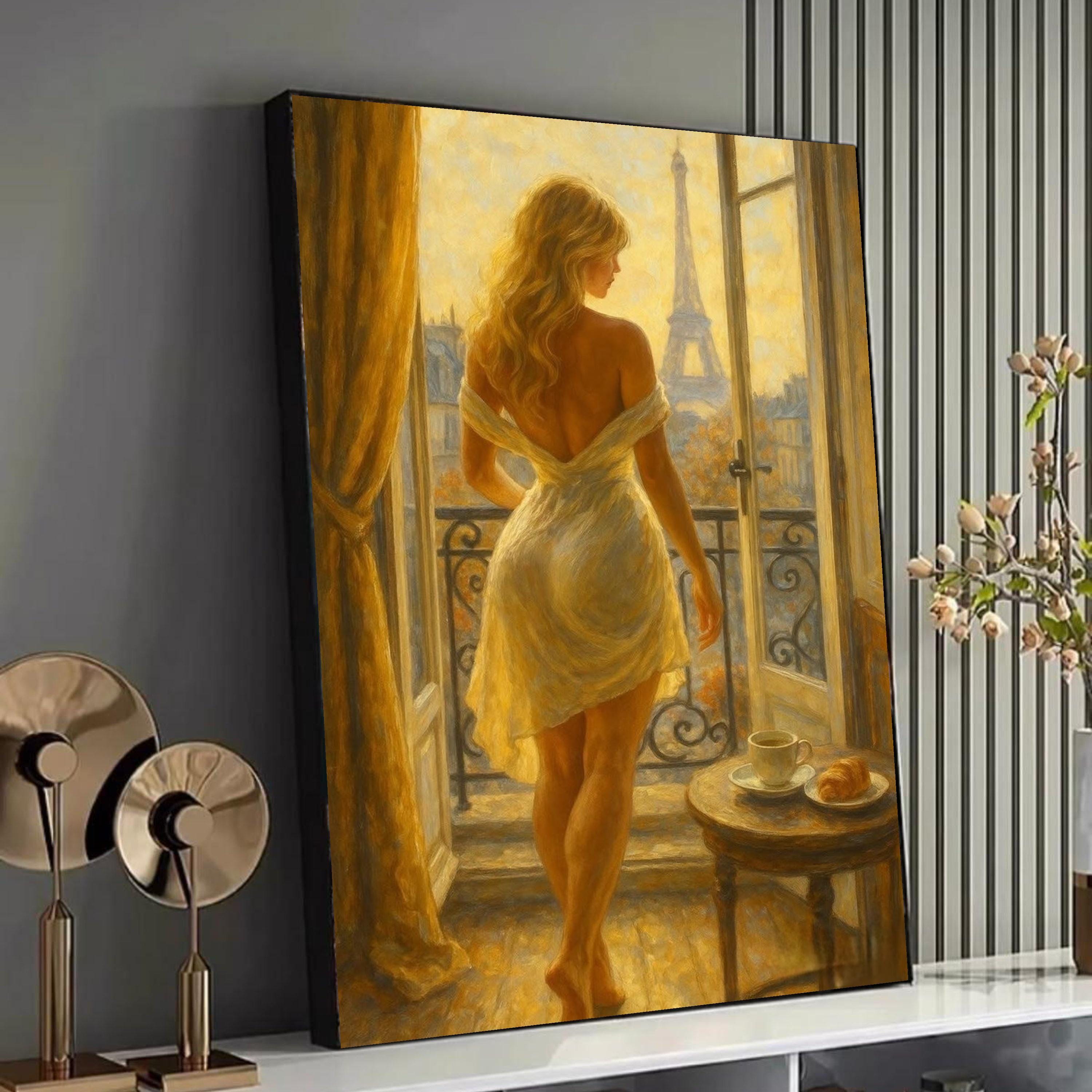 Impressionist woman painting in a white dress - Etsy 日本