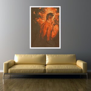 Passionate Embrace Canvas Wall Art, Romantic Couple Painting, Abstract Love Art, Intimate Home Decor, Sensual Canvas Print image 6