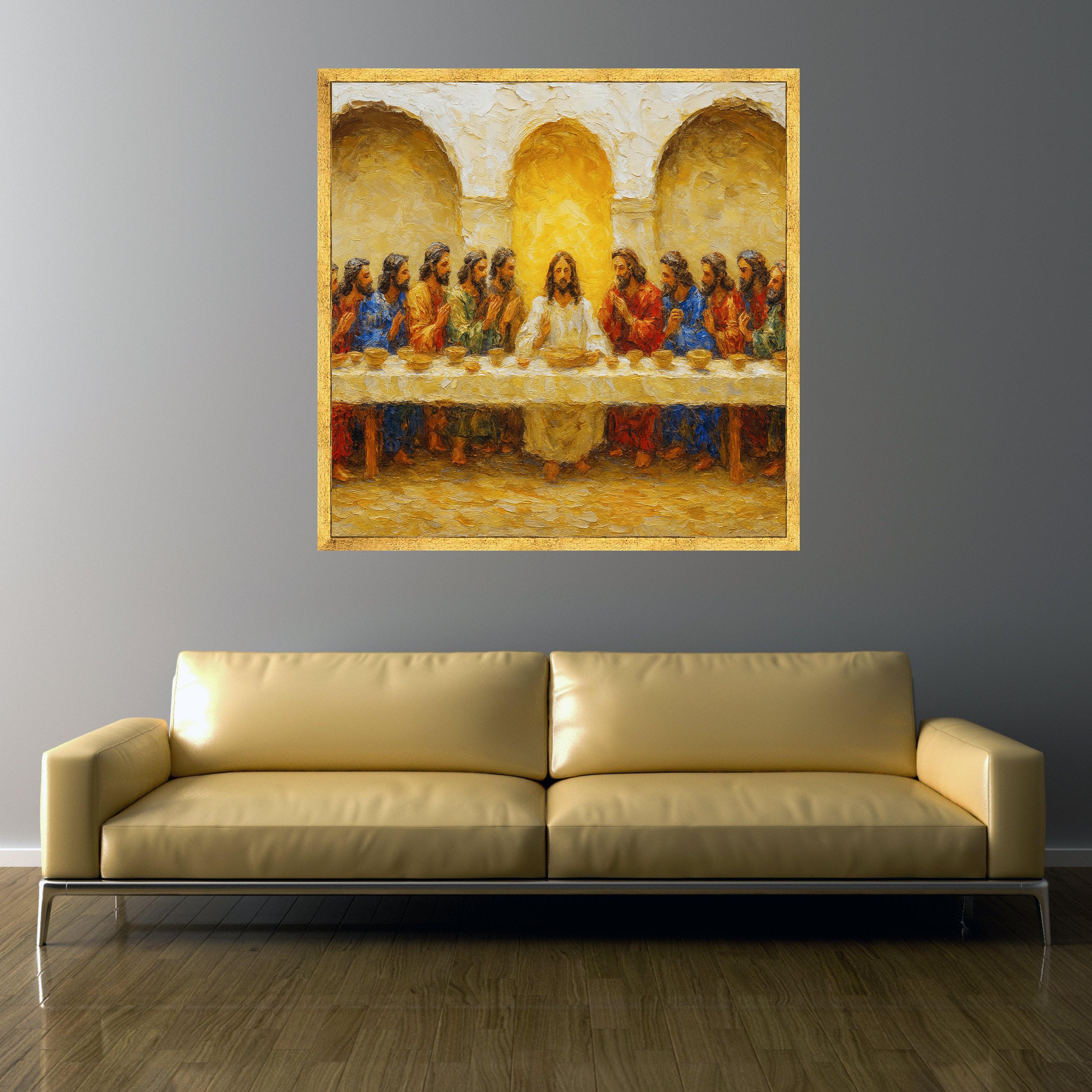 The Last Supper Canvas Wall Art, Jesus and Disciples Religious Painting ...