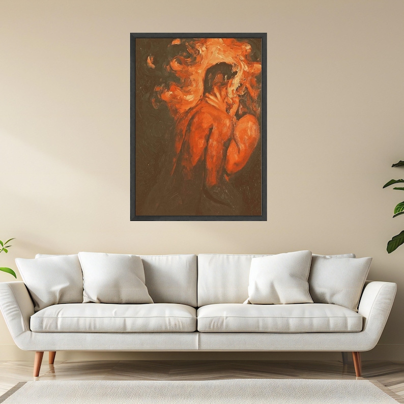 Passionate Embrace Canvas Wall Art, Romantic Couple Painting, Abstract Love Art, Intimate Home Decor, Sensual Canvas Print image 3