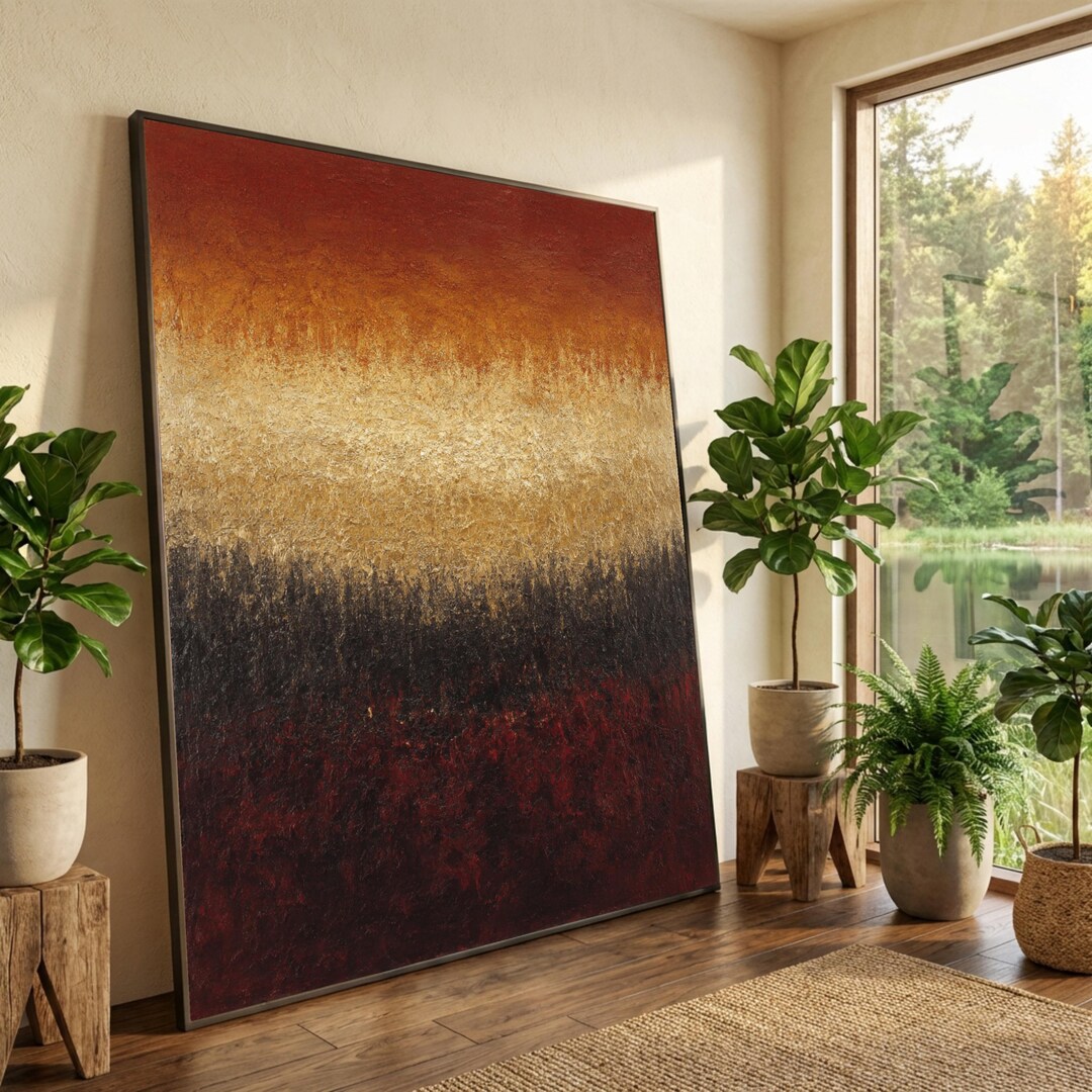 Abstract Color Field Canvas Wall Art, Warm Earth Tones Painting, Modern ...