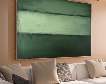 Armonía verde abstracta, lienzo de Mark Rothko, arte mural minimalista moderno, pintura abstracta en tonos verdes, decoración contemporánea en lienzo