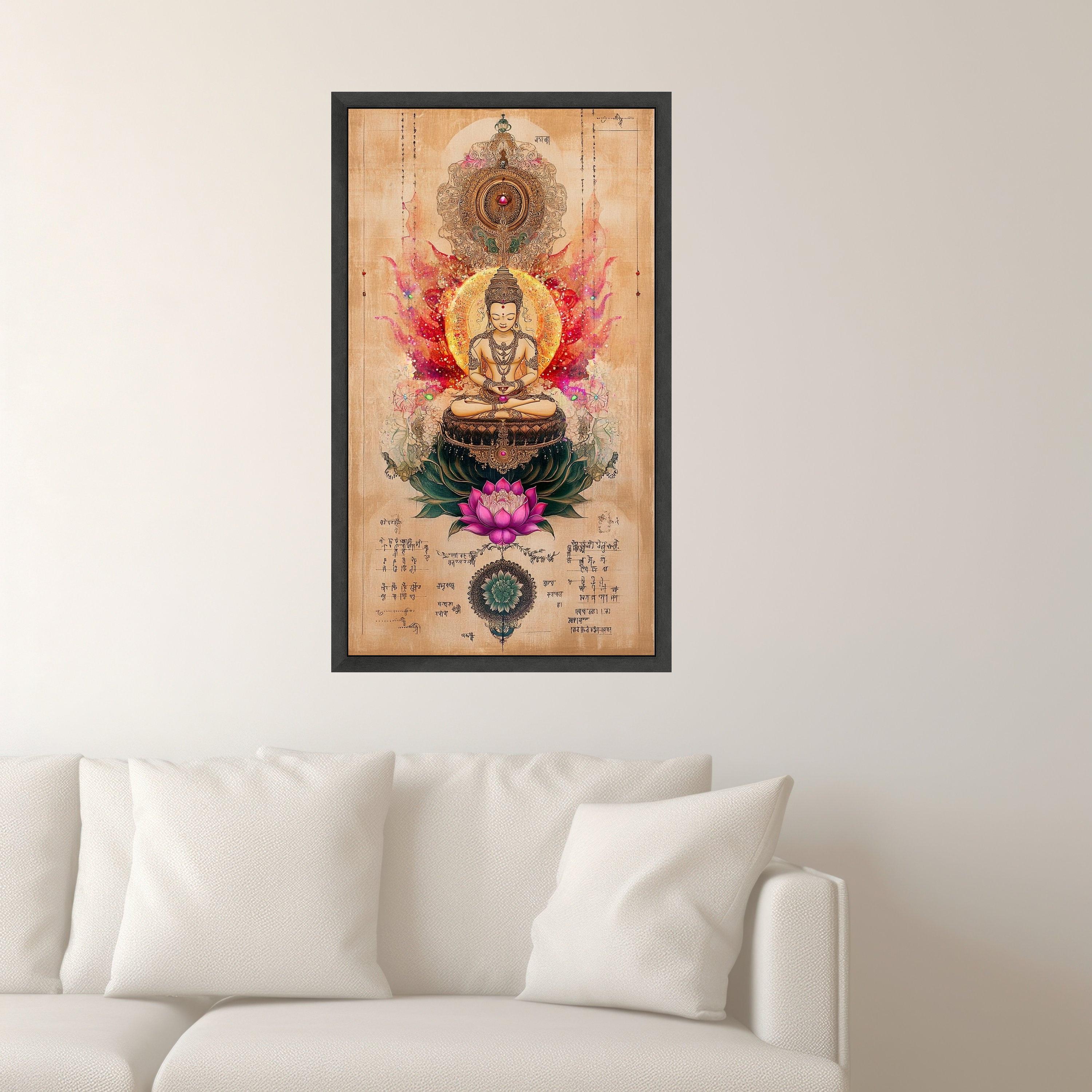 Meditative Buddha Canvas Wall Art, Lotus Flower Spiritual Decor ...
