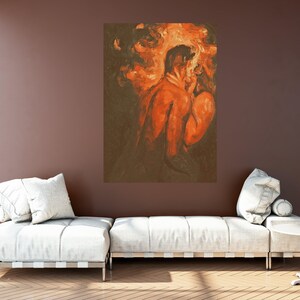 Passionate Embrace Canvas Wall Art, Romantic Couple Painting, Abstract Love Art, Intimate Home Decor, Sensual Canvas Print image 2