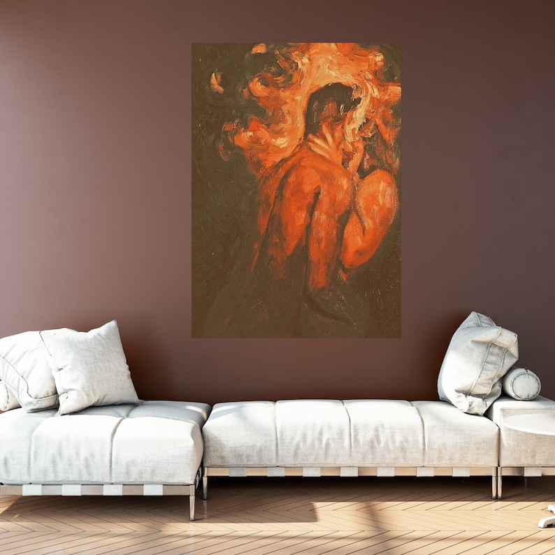 Passionate Embrace Canvas Wall Art, Romantic Couple Painting, Abstract Love Art, Intimate Home Decor, Sensual Canvas Print image 2