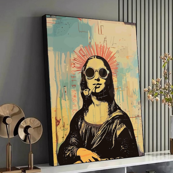 Modern Mona Lisa Reimagined Canvas, Urban Pop Art Wall Decor, Cool