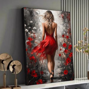 metal dress wall art Vintage Handcrafted Red Dress Lady 3D Metal Wall Art, Living Room Decor, Unique Gift - 16" W 24" H