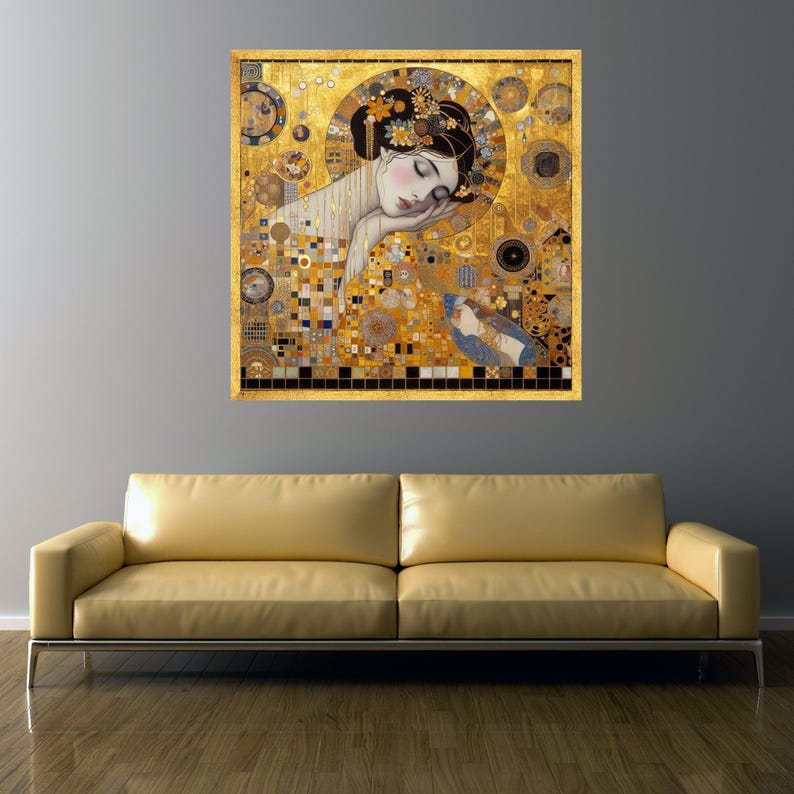 Gustav Klimt the Dream Canvas, Gold Art Nouveau Wall Art, Decorative ...