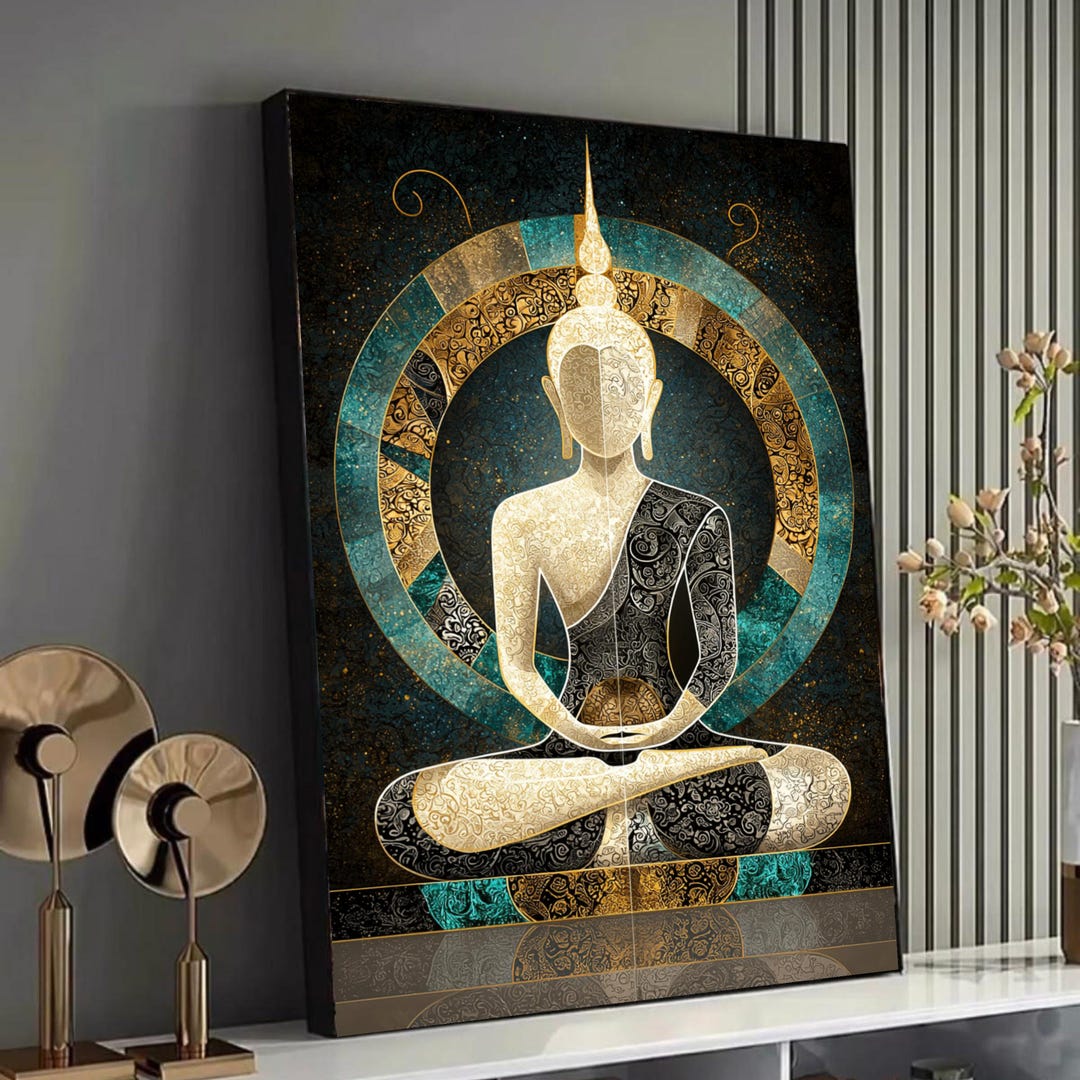 Meditative Buddha Silhouette Canvas, Zen Wall Art, Spiritual Home Decor ...