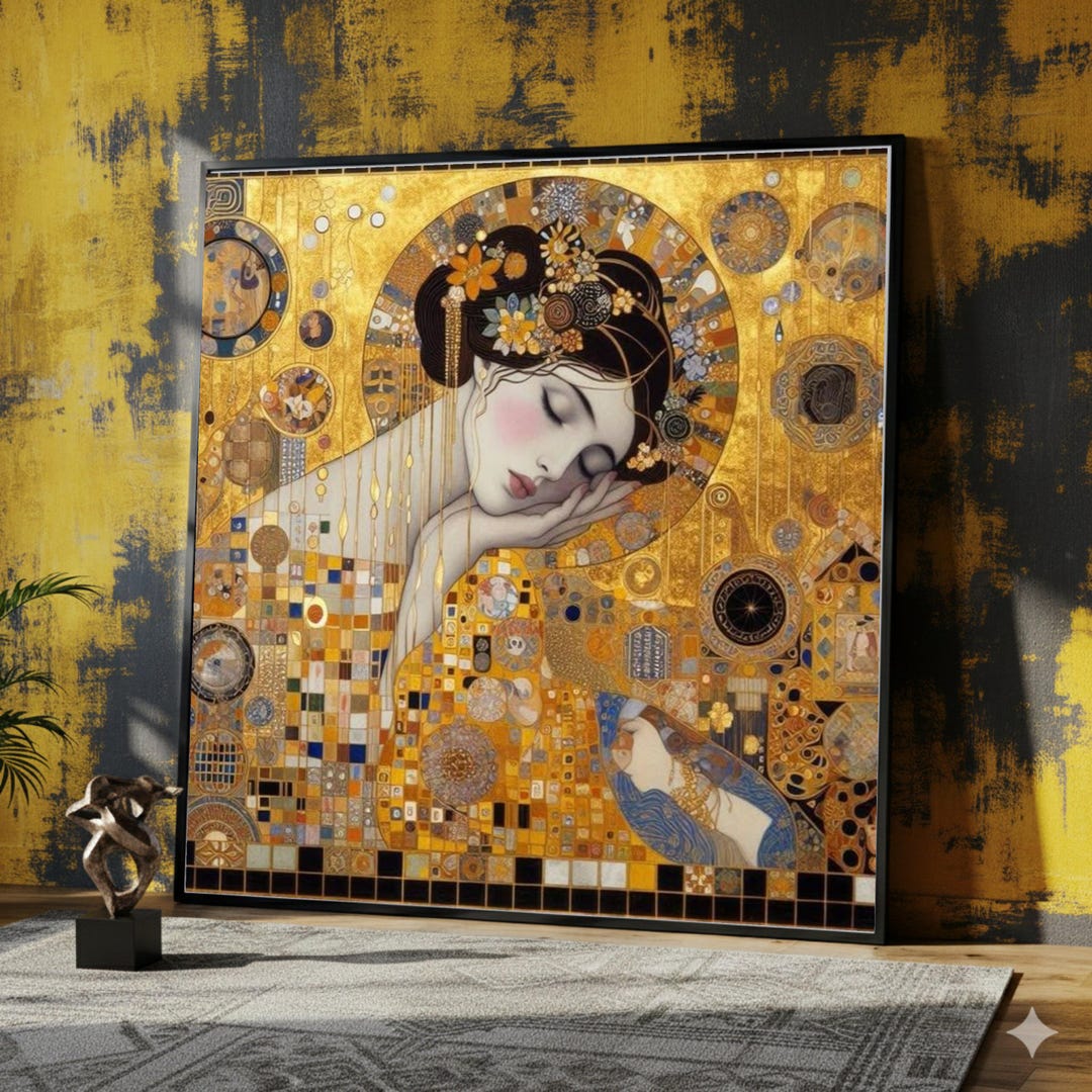 Gustav Klimt the Dream Canvas, Gold Art Nouveau Wall Art, Decorative ...