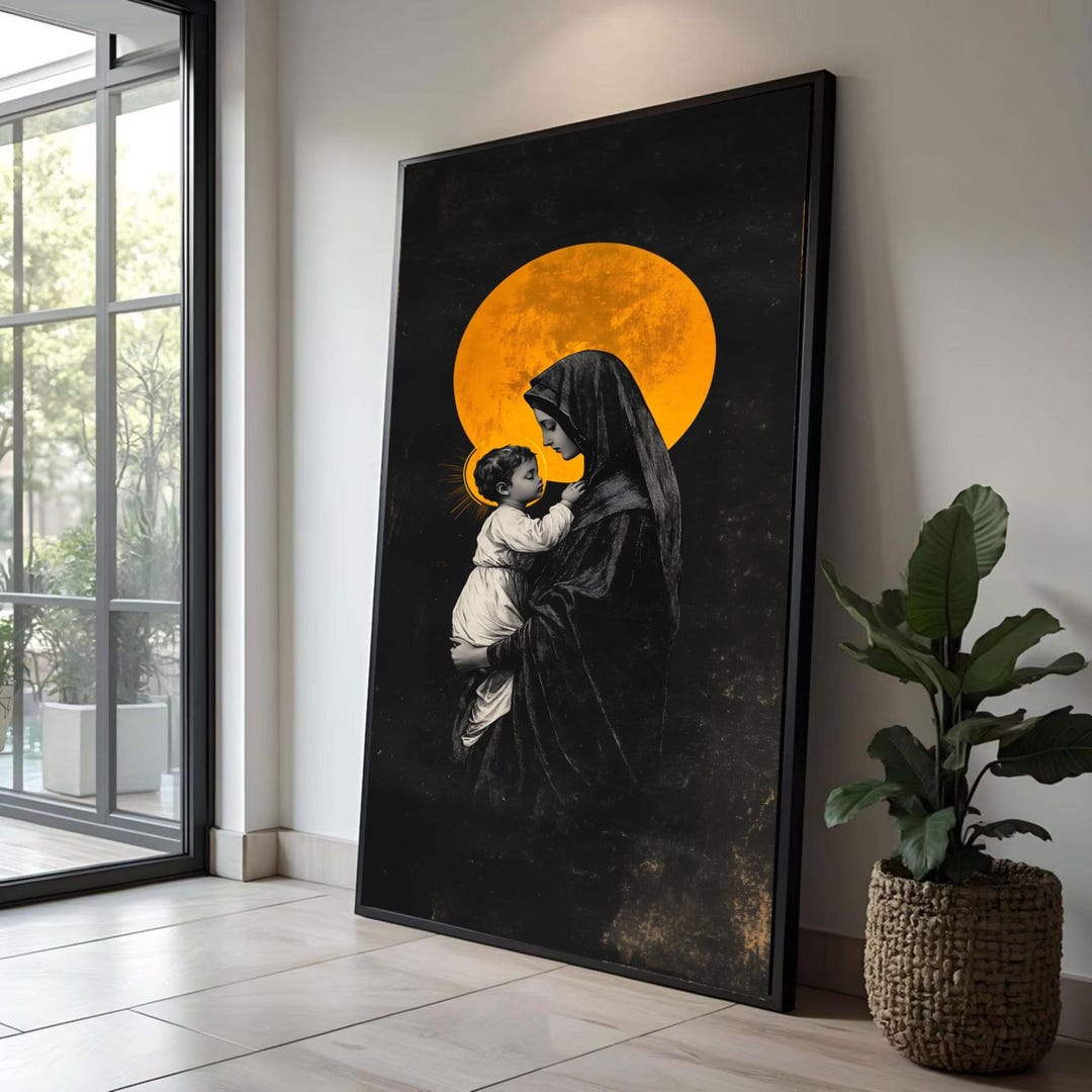 Virgin Mary and Baby Jesus Christian Wall Art Canvas Print, Holy Mother ...