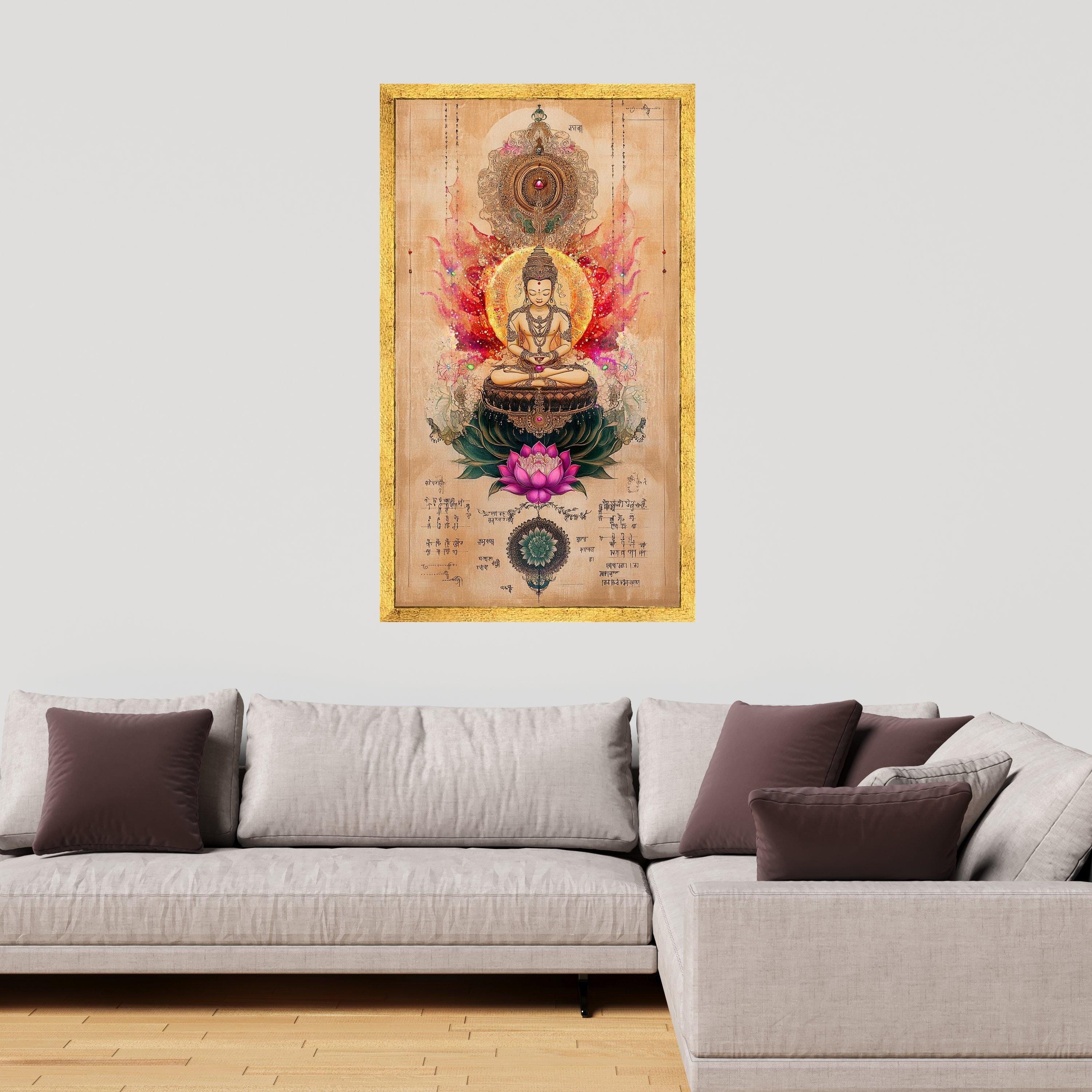 Meditative Buddha Canvas Wall Art, Lotus Flower Spiritual Decor ...