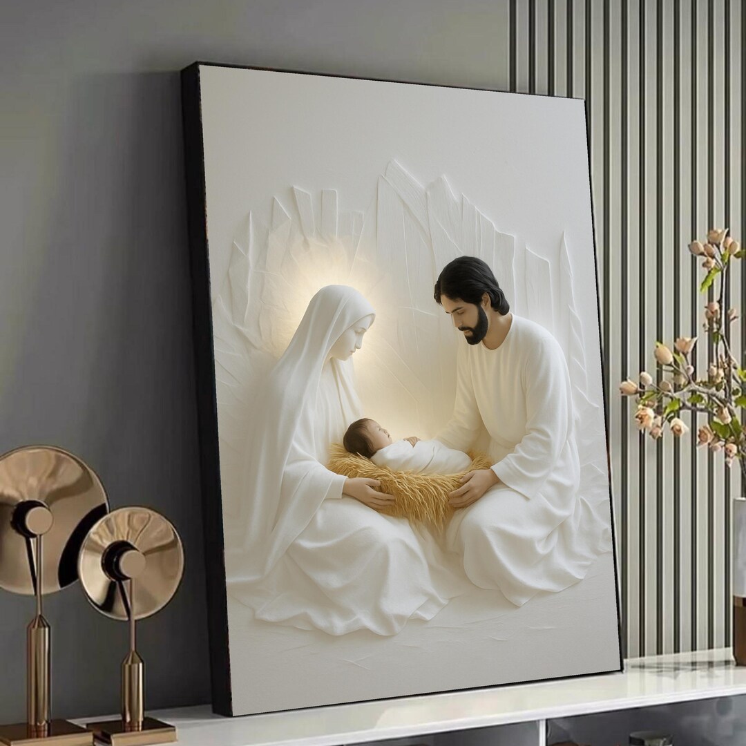 Holy Family Nativity Scene Christian Wall Art, Baby Jesus Mary Joseph ...