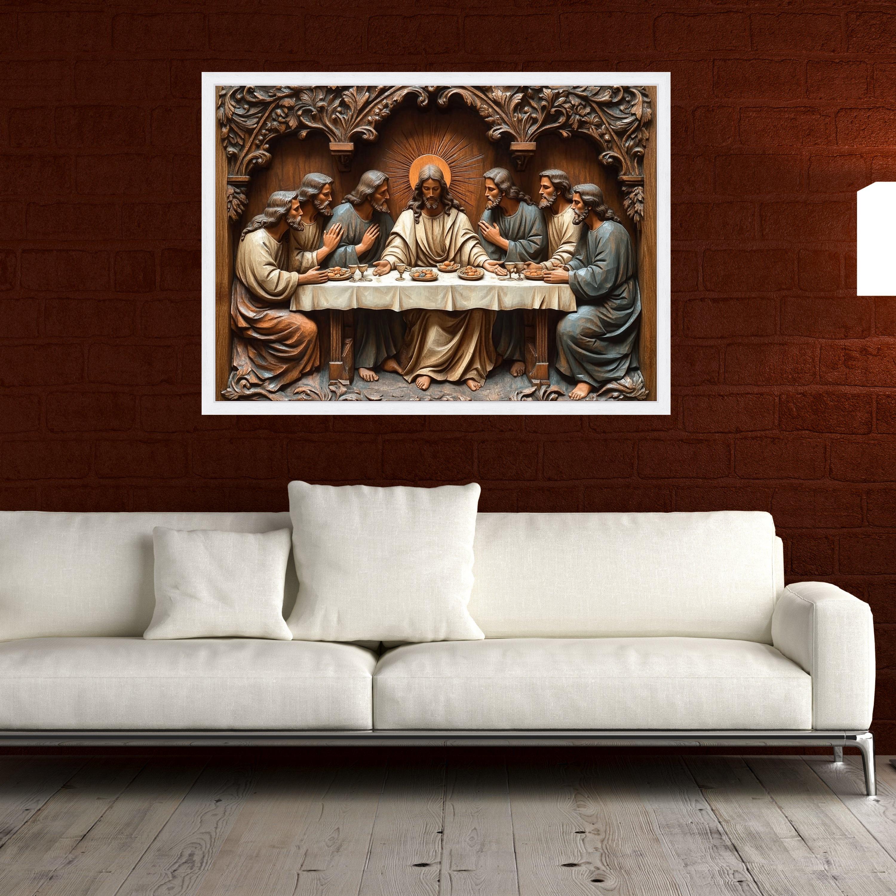 The Last Supper Wood Carving Canvas, Religious Wall Art, Christian ...