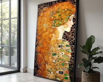 Gustav Klimt Golden Woman Canvas, Art Nouveau Wall Art, Decorative Portrait Canvas, Elegant Home Decoration, Ready to Hang Artwork