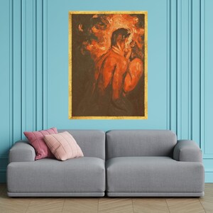 Passionate Embrace Canvas Wall Art, Romantic Couple Painting, Abstract Love Art, Intimate Home Decor, Sensual Canvas Print image 4