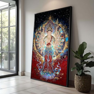 Puede incluir: Un juego de tres tazas de cerámica con un esmalte moteado de color crema. Cada taza presenta un diseño pintado a mano diferente: una hoja azul y verde, una flor amarilla y una baya roja. Las tazas tienen un diseño simple y moderno.