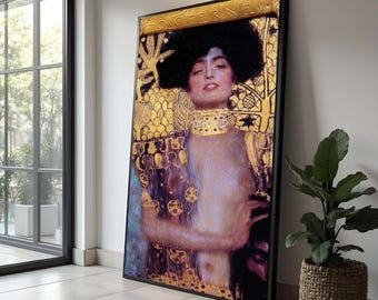Gustav Klimt Golden Letter, Elegant Woman Portrait Canvas, Decorative ...