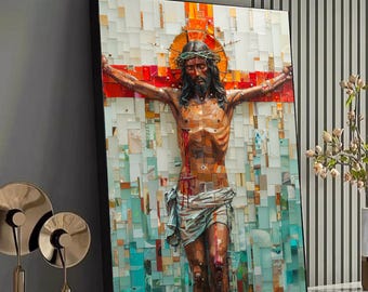 イエス・キリストの磔刑の壁アート、キリスト教の十字架の宗教的な