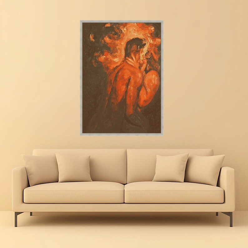 Passionate Embrace Canvas Wall Art, Romantic Couple Painting, Abstract Love Art, Intimate Home Decor, Sensual Canvas Print image 5