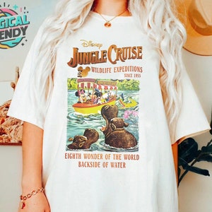 Maglietta vintage Disney Jungle Cruise Ride, maglietta divertente Topolino e i suoi amici, magliette da viaggio abbinate per la famiglia Disneyland, WDW The Magic Kingdom