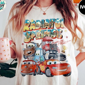 Retro Comfort Farben Radiator Springs Cars Film Shirt, Lightning McQueen Shirt, Cars Film Disney Shirt, Disney Familien Reise Shirt
