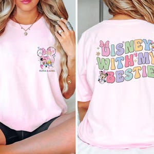 Vintage 2-Sided Minnie Daisy Disney With My Bestie Shirt, Disneyland Castle Best Friends Tshirt, Disney Girls Trip Shirts, The Magic Kingdom