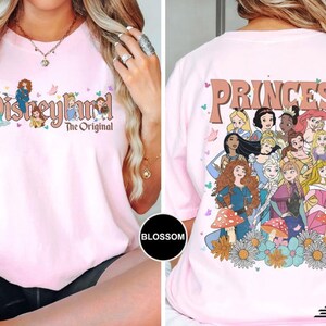 Vintage Disney Princess Comfort Colors Shirt, Princess Characters, Disney Group, Disneyland Shirts, Disney Girls Trip, Magic Kingdom Tee