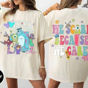 We Scare Because We Care Comfort Colors Shirt, Pixar Monster Inc Shirt, Monsters Incs Birthday Shirt, Kids Disney Tee, Mike And Sulley
