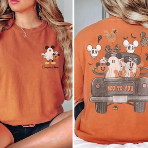 Vintage 2-seitiges Boo To You Mickey Minnie Ghost Kürbis-Shirt, Disney-Spooky-Saison-T-Shirt, Mickey&#39;s Not So Scary Party, Magic Kingdom