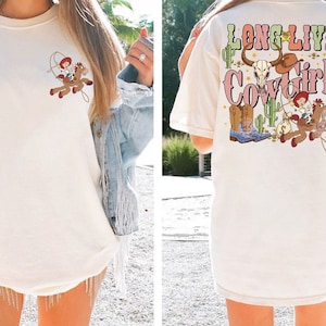 Funny Jessie And Bullseye Long Live Cowgirls Shirt, Vintage 2-Sided Disney Pixar Toy Story Tshirt, The Magic Kingdom Tee, Birthday Girl Trip