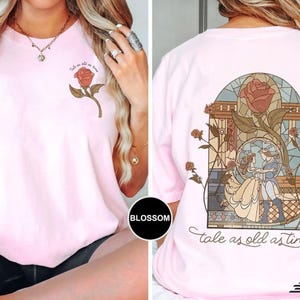 Vintage Tale as Old as Time Princess Comfort Colors 2 Sided Shirt, Disney Girl Trip, Belle Beauty Princess Tees, Beauty and the Beast Tshirt