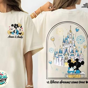 Vintage Disneyworld Mickey Minnie Valentine Shirt, Disneyland Paar, wo Träume wahr werden, 2-seitiges T-Shirt, Magic Kingdom, Flitterwochen Shirt