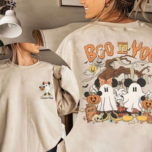 Disney 2-seitig Boo To You Mickey Minnie Geist Kürbis Shirt, Mickey Spooky Season Vintage Tshirt, Mickey&#39;s Not So Scary Party, Magic Kingdom