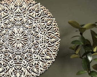 Handcrafted Multi-Layered Wooden Mandala Wall Art: Sacred Geometry Decor