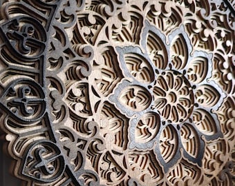 Multi-Layered Wooden Mandala Wall Art Detailed Layered Design, Unique Home Accent