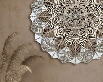 Lotus Mandala Wall Decor Wooden Sacred Geometry Boho Wall Art Meditation Gift