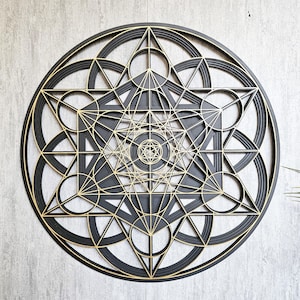 Metatron's Cube Wall Art • Layered Mandala • Hand-Painted Geometric Decor •  Wall Hanging Ornament  Small Sizes